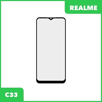 Стекло + OCA пленка для переклейки Realme C33 (черный)